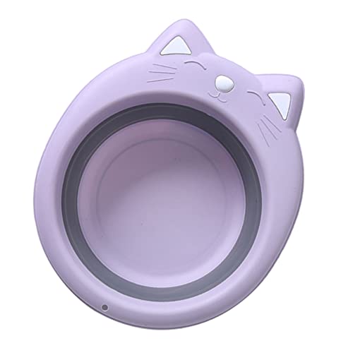 Image of Totority Portable Foldable Baby Wash Basin 15 Inch Cat Shape Collapsible Washbasin Cartoon Design Space-Saving for Travel Home Bathing