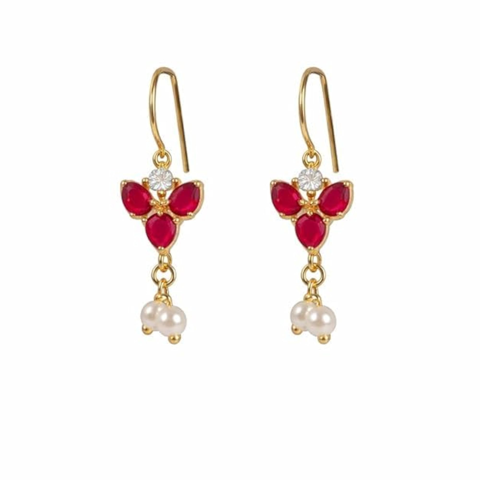 Art Jewellery Flower Shape Bugadi with Studded Pink Stone