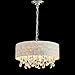 AGV LIGHTING Capiz Shell Chandeliers, Modern K9 Crystal Ceiling Light Fixture, 4 x E12 Sockets, D17 x H6, Clear Crystal & Capiz Shell Lampshade Pendant Chandelier Lighting for Dining Room
