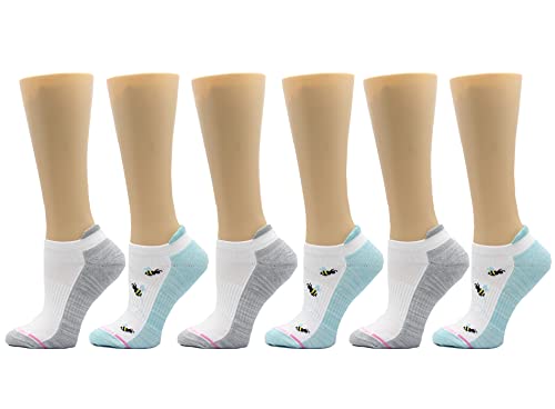 Dr. Motion Womens Mens Low Cut Cushioned Breathable Compression Ankle Socks with Arch Support 6 Pairs