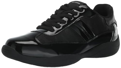 Karl Lagerfeld Paris Men's Patent Leather Camo Black Sole Sneaker