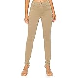 KHAKI & BLUE Women’s The Everyday Garment-Dyed Skinny Jeans – Soft Stretchy High Rise Comfy Casual Pants 79352JDM405_KHK 10 Khaki