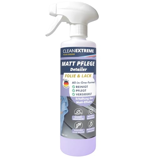 CLEANEXTREME Auto Mattlack-Pflege 500 ml - mit Versiegelung: Zum Pflegen von Autolack matt, Matt-Folie, matter Autosprühfolie. Entfernt Schmutz, Staub, Fingerabdrücke. Waschen ohne Wasser