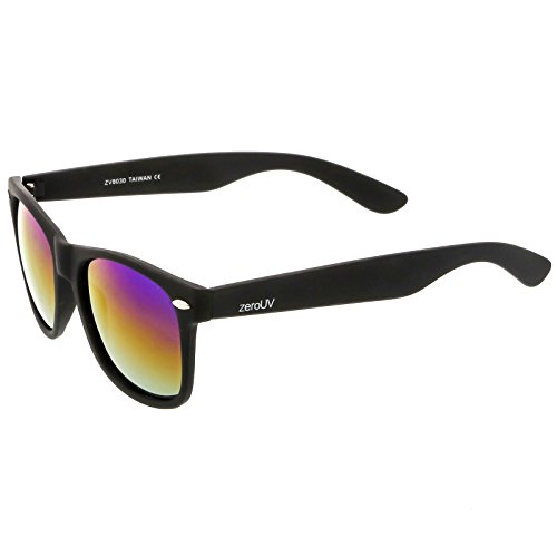Image of zeroUV - Classic Colored Mirror Lens Square Horn Rimmed Sunglasses for Men Women