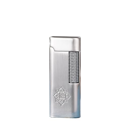 Encendedor metálico clásico con rueda lateral y llama ajustable miniatura 1