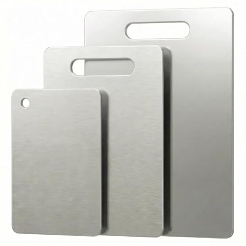 Juego 3 Tablas de Cortar de Acero Inoxidable Rectangular miniatura 1