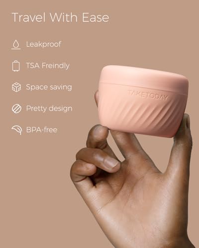 Image of TakeToday Travel Containers for Toiletries, 3oz, 4 Pack, Apricot | Air Travel Leak-Proof, TSA Approved, Silicone Jars with Lid, for Cosmetics & Toiletries