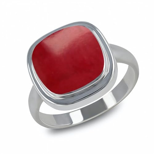Bague femme argent 925 ornée de corail rouge, le cadeau d'anniversaire idéal