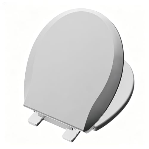 Image of Toilet Seat, Round, Ice Grey, PP Material, 16.5 Inch, Soft Close, Anti-Slip, Never Loosen, Easy Clean, B2B Avilable,2 Years Support