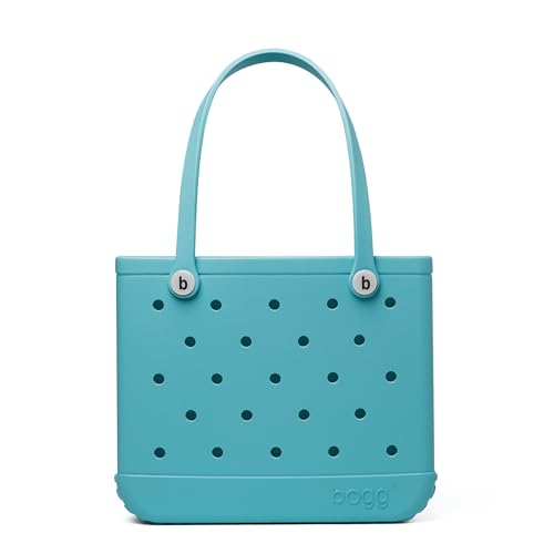 BOGG BAG - Medium Tote Bag - Turquoise and Caicos, White Buttons - 15in L x 5in W x 12.5in H - Lightweight, Washable, Durable - All Purpose EVA - for Beach, Pool, Boat, Work, Sports
