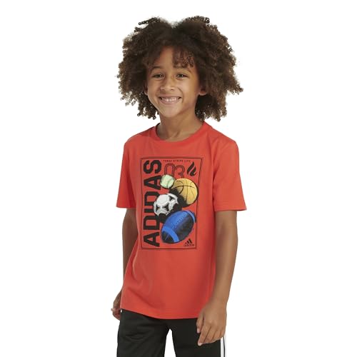 Image of Adidas Boys Short Sleeve T-Shirt Sports Graphic Tee Shirt