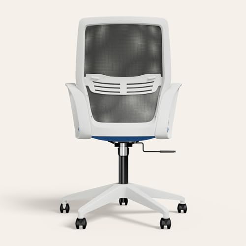 Image of Interio by Godrej Vurv Chair Mesh Back Ergonomic Work from Home /Revolving Study Chair, 1 Year Warranty, Height Adjustable | Heavy Duty Polypropylene Base | DIY Installation (Blue, Set of 10)