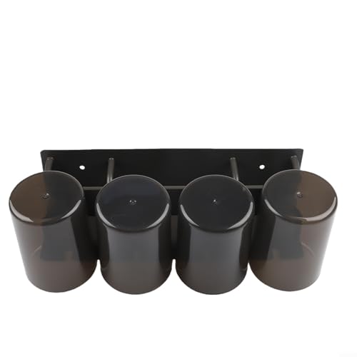 Marchfunny Soporte para vasos de cepillo de dientes con exprimidor automático de pasta de dientes, diseño montado en la pared para uso en baño, aluminio y ABS, organizador de almacenamiento compacto(4