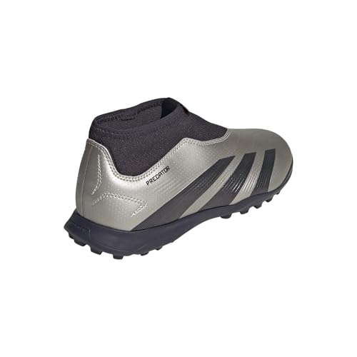 adidas Predator League Laceless Turf J (Little Big Kid) Sneaker, Platin Metallic/Aurora Black/Turbo, 5 US Unisex3
