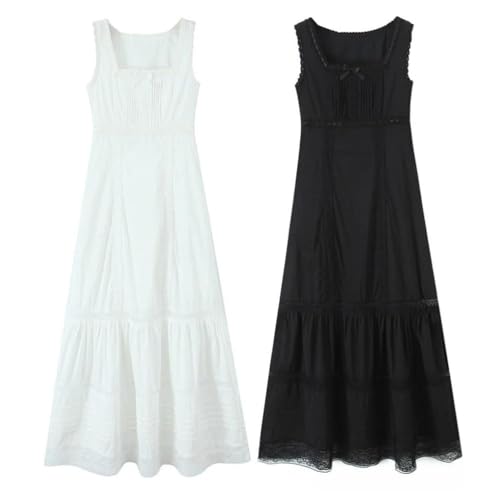 Women's Net Patchwork Slim Fit Flat Collar Vest Dress for Clothing Sweet and Artistic Style Ladies A-Line2