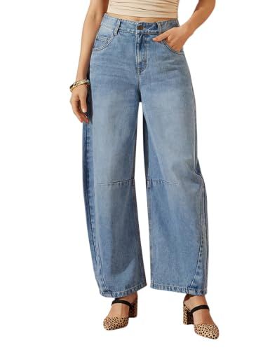 Image of Miss Chase Women's Wide-Leg High-Rise Regular-Length Stretchable Shaping Denim Jeans