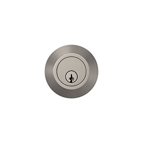 Image of Deadbolt with Round Trim, Keyed 2 Side, Satin Nickel Finish