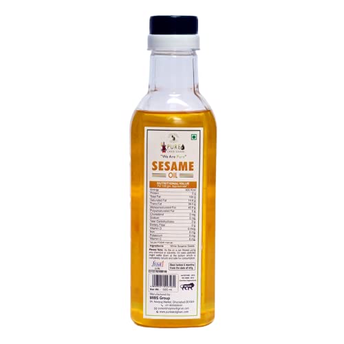Image of Pure Lakdi Ghaani - Extra Virgin Sesame Oil 500 ML, Organic | For Hair, Body, Skin Care, Massage | Wood Pressed | 100% Pure & Natural