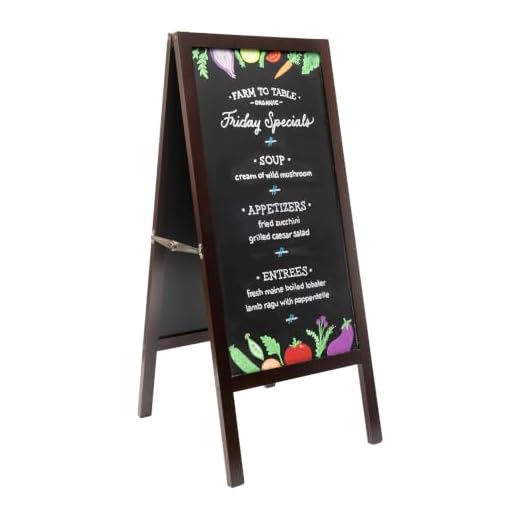 Bandle B. Sandwich Board Chalkboard Easel | A Frame Chalkboard Sign Outdoor or Indoor | Large 2 Sided Magnetic Chalkboard | A Frame Sign | 41” Tall, Heavy Duty, Mahogany Finish