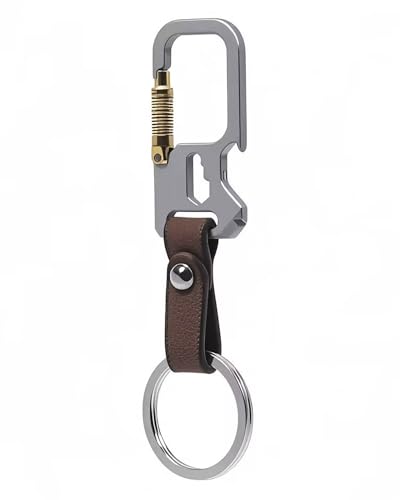 NCEDFYLER JY Titanium Carabiner Keychain Clip, Heavy Duty Car Key Holder with Key Ring, Cool Leather Key Chain Hook for Men Women (NCEDTI06)