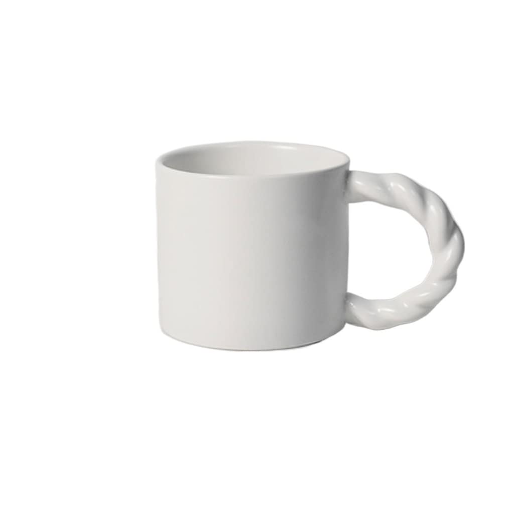 Becher Knoten Griff Becher Große Kapazität Japanisches Paar Frühstück Milch Kaffeetasse Wassertasse Keramik Einfache Kaffeetasse (Farbe: Blanc)