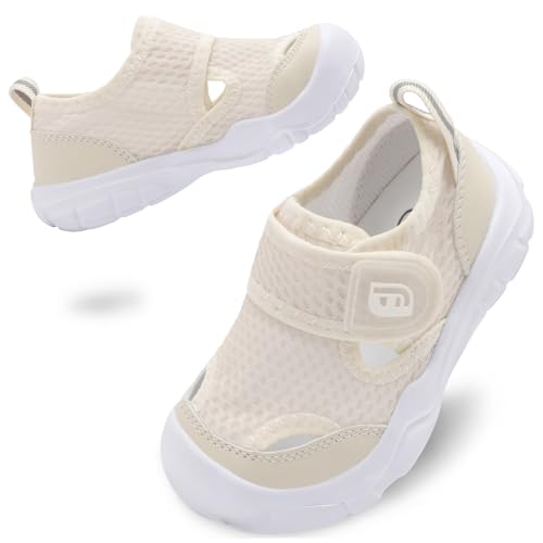 Image of JOINFREE Toddler Water Shoes Girls Non-Slip Kids Wide Barefoot Water Sandals Boys Lightweight Summer Shoe Quick-Dry Kids Aqua Sneakers for Beach Swim Pool River Beige Size 9.5
