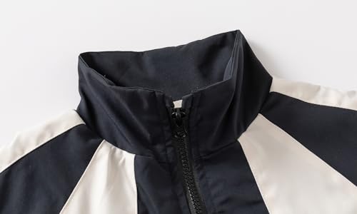 Meufam Toddler Boys Full Zip Windbreak Block Color Jackets Little Girls Waterproof Jacket Outerwear with Pockets3