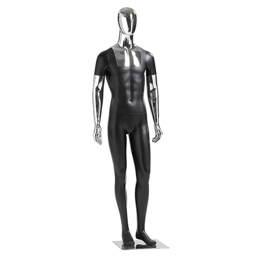 CYHTYM Maniqui Maniquí Masculino de Cuerpo Entero de 75,6 Pulgadas de Alto, Torso Desmontable de Fibra de Vidrio y Brazos galvanizados, maniquí de pie.(Black2)