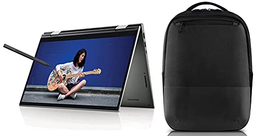 Image of Dell Inspiron 7415 14 inch FHD Touch Display 2in1 Laptop (R7 5700U / 16GB / 512GB SSD /Integrated Graphics /Win 10 + MSO /Backlit KB + FPR + Active Pen) D560472WIN9P Pro Slim Backpack 15