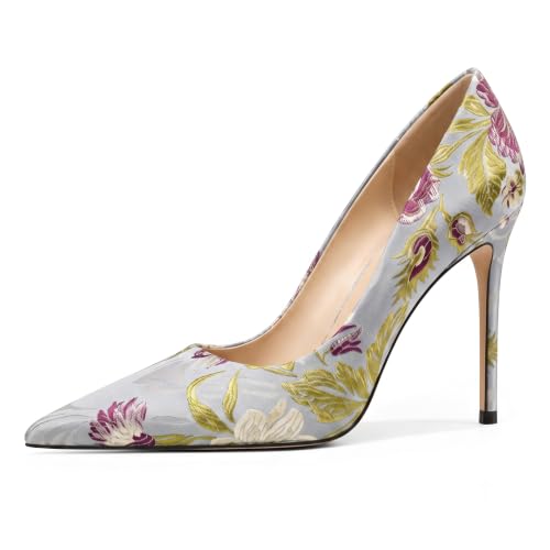 Image of Eldof Women's Classic Dress Pumps Shoes, Sexy Pointed Toe 4 inch Stiletto High Heels, Office Formal Slip On Size 5-13