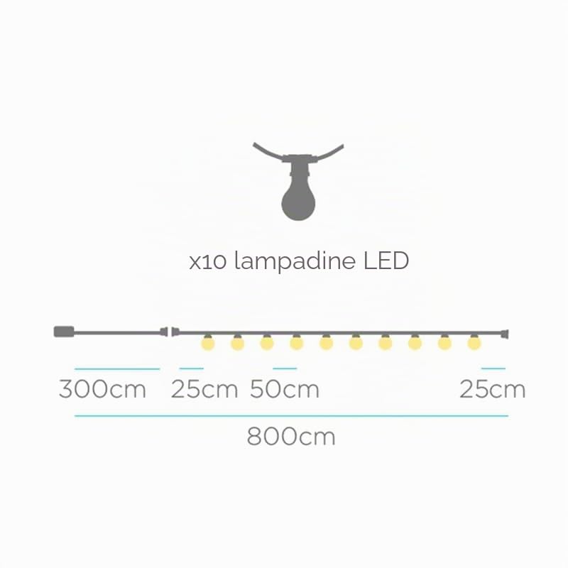 Allegra - Ghirlanda luminosa solare e ricaricabile per esterni, 10 luci LED, colore: bianco