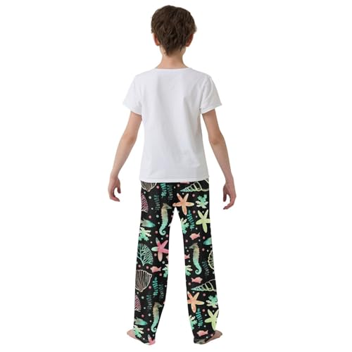 ZZXXB Galaxy Seashell Coral Boys Long Pants Soft Trousers Elastic Waist Kids Lounge Bottoms with Pockets S-XL3