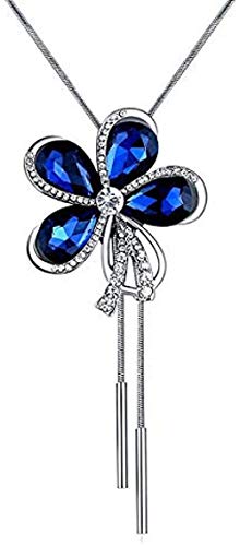 GLLFC Collar Mujer S Moda Cárdigan Cadena Largo Hemmed Flor Cristal Collar Mujer S Moda Simple Atmosférica Ropa Colgando Accesorios