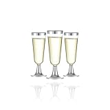 N9R 24pcs Plastic Champagne Flutes with Silver Rim, Clear Disposable Champagne Glasses 5 Oz, Perfect for Wedding and Party Toasting