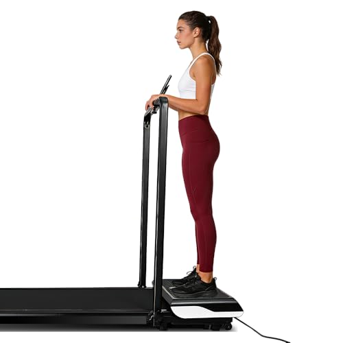 Image of 2-in-1 Jogging & Vibration Fitness Treadmill with Handle, Foldable Fitness Machine for Home & Office, Walking Vibration Pad with 330 Lbs Capacity, Low Noise, Remote Control & LED Display
