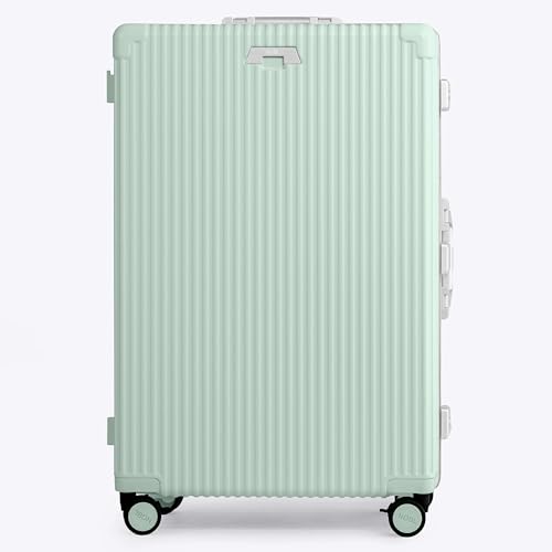 Image of Nobl Travel Zipperless Check In Suitcase - Aluminum Frame, Check In luggage 30.2x20x12 Airline Approved by Noble Travel - Unbreakable Polycarbonate Shell - Dual TSA Locks, 360 Spinner Wheels - Mint