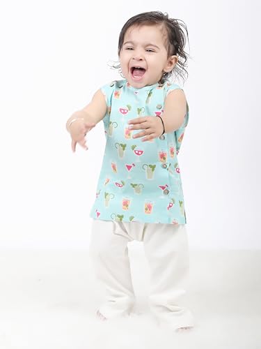 Image of POLKA TOTS Pure Cotton New Born Dress | Ultra-Soft, Breathable & Lightweight Sleeveless Jhabla Pant Set for Baby Boys & Girls | Baby Summer Clothes | Traditional Jabla & Pyjama Set for Newborns