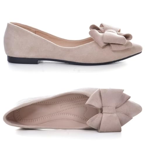 Image of TN TANGNEST Women Fashion Bowknot Flats Comfort Pointed Toe Dress Shoes