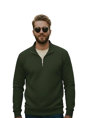 Image of Mack Jonney Men's Fleece Half-Zip High Neck Sweatshirt | Warm & Stylish Winter Wear -JM4380
