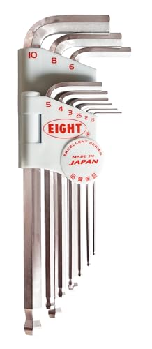 エイト(EIGHT) 六角棒スパナ セミロング9本組 TMS-9 テーパーヘッド EL/ARMOURめっき 二段式ホルダー