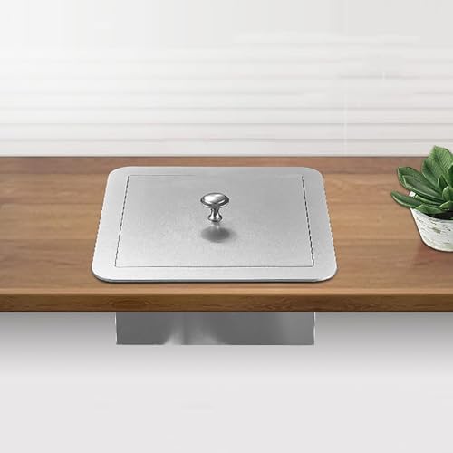 Stainless Steel Countertop Trash Can Lid Replacement, 21.7x21.7cm Recessed Bin Cover, Durable Garbage Can Lid for Kitchen & Office Waste Management