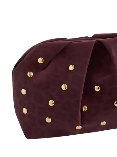 Image of QWINEE Women's Elegant Studded Clutch Bag Magnet Ruched Bags Retro Vintage Evening Handbag