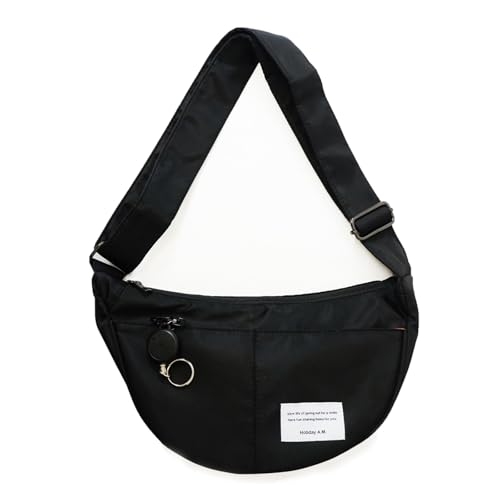 Image of Womens Mens Crossover Body Bag Crossbody Crescent Bag Hobo Sling Half Moon Purse Shoulder Bag (Black)