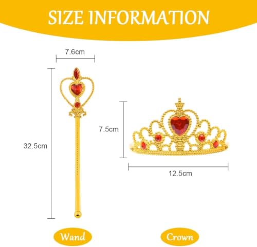 Miniatura 3 de Vicloon Vestido De Princesa Bella,3 Pcs Disfraz Princesa Niña Con Accesorios,Niña Coronación Vestido,Disfraz Belle Y Accesorios Para Fiesta Cosplay,Navidad