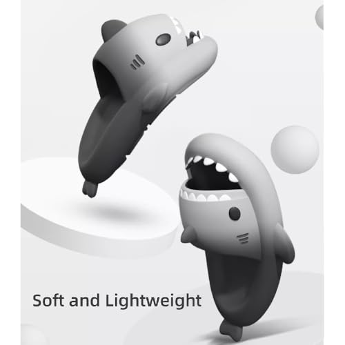 Two-color Gradient Shark Slides with Thick Sole, Beach Pool Outdoor & Indoor Sandals, Textured Grip Cushioned Comfort Slippers3