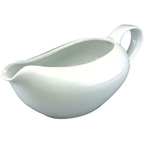 GLOW Wholesale Perfect for Dining Table Traditional Gravy Boat - Elegant White 500ml Ceramic Serving Jug for Cream Custard Sauces Cover