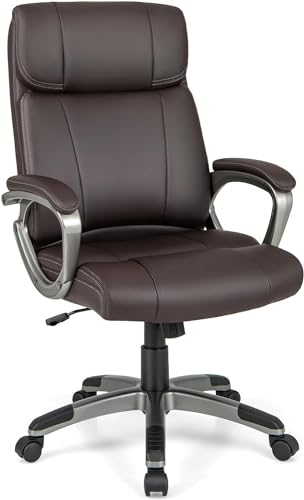 Chaise de bureau exécutive ergonomique en cuir PU à bascule