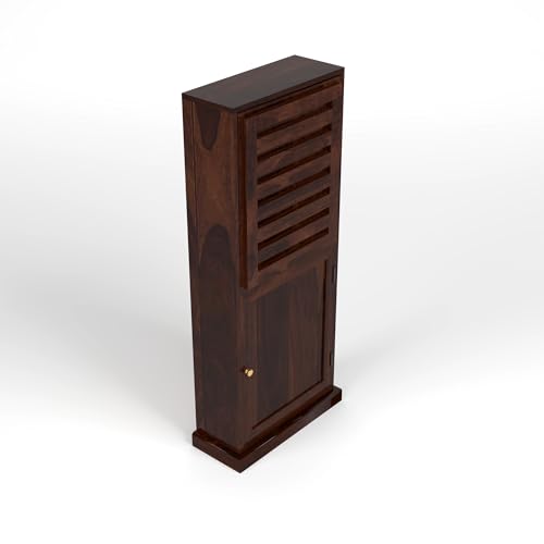 Image of Solid Sheesham Wood Foldable Study Table with Bookshelf & Storage Cabinet | Rosewood Study Desk for Home & Office (A-Walnut Finish)