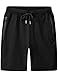 Locachy Mens Cotton Jogger Athletic Shorts Elastic Waist Drawstring Running Workout Shorts Black XXL