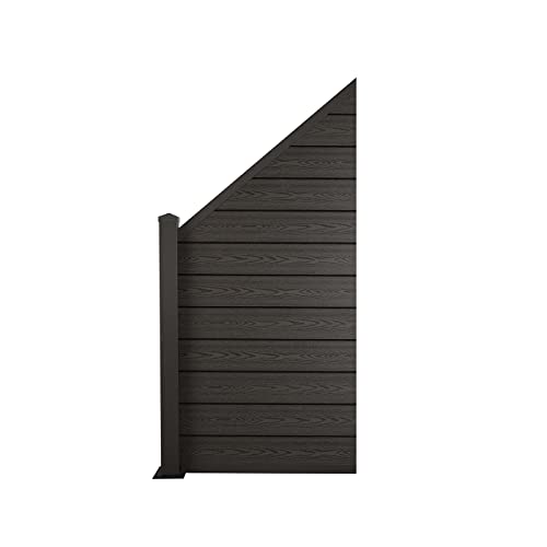 Ventanara® WPC Zaun Sichtschutzzaun Steckzaun Gartensichtschutz Komplettset 188x190 inkl Aluminiumpfosten anthrazit (anthrazit, 1x Schrägelement Links + 1x Pfosten inkl. Aufschr)